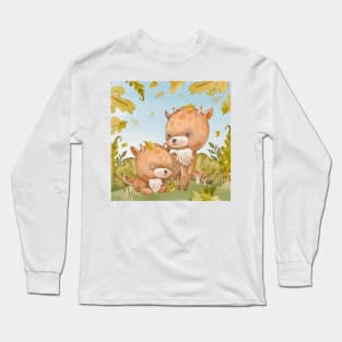 Deer Forest Watercolor Long Sleeve T-Shirt